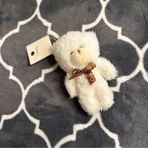 Gund Plush White Teddy Bear with Brown Ribbon